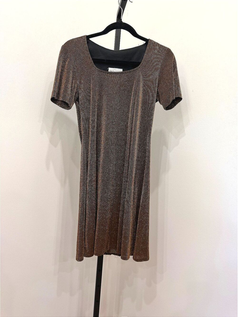 Vintage y2k Betsy & Adam Brown Metallic Short Sleeve Dress XS